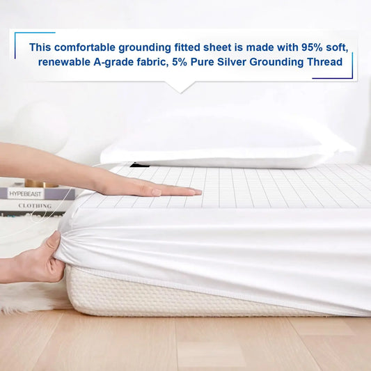 Fitted sheet Organic cotton with Conductive fiber Grounding bed sheet for Nature Wellness