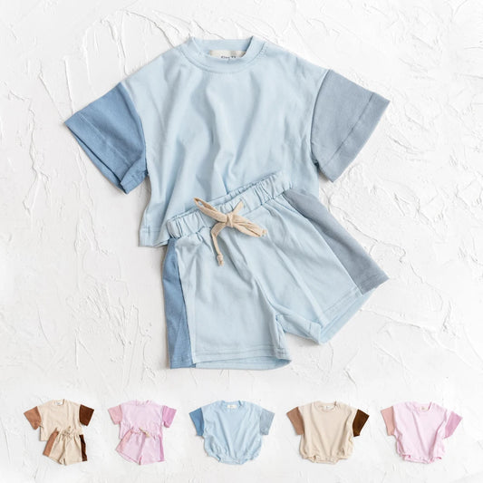 2025 Summer Toddler Girls Cotton Short Sleeve, Top + Shorts Baby Boys Tee Outfits Sets Kids.