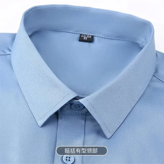 Camisas de vestir formales antiarrugas 7XL para hombre, camisas de manga larga para hombre, de negocios, clásicas, camisa blanca básica.