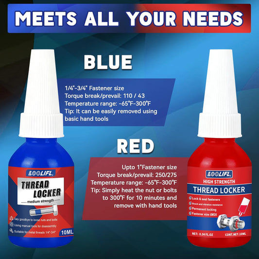 271 red thread locking adhesive, permanent locking, fast curing, ideal choice for industrial machinery metal fasteners.