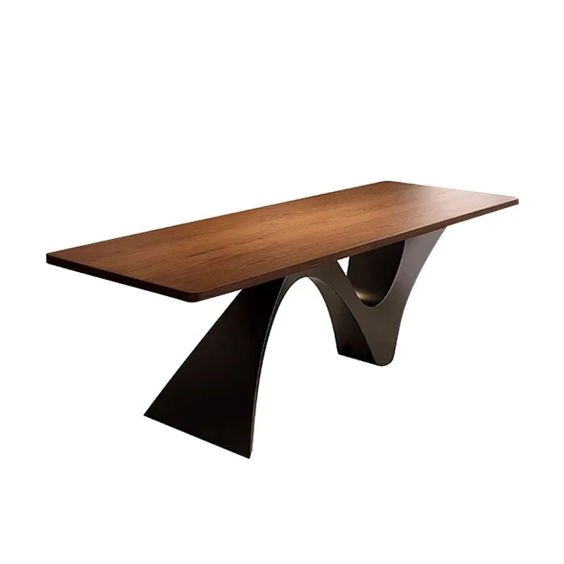 Modern retro solid wood rectangular dining table set.