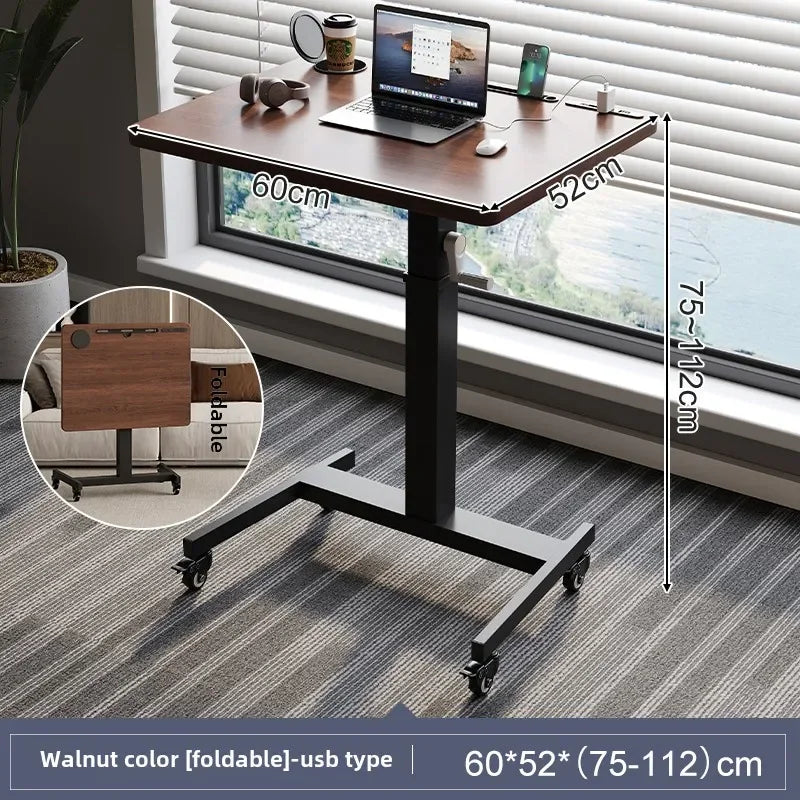 Height Adjustable Computer Desk, Mobile Small for Live Streaming, Home Study, Office.