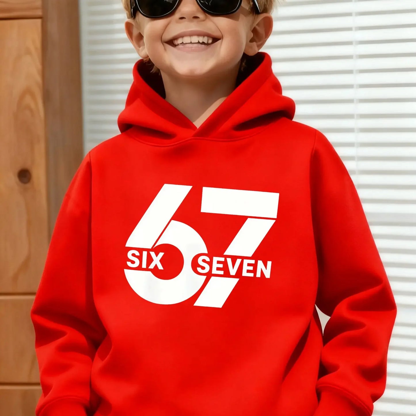 Unisex Graphic Fun 67 Hooded Pullover Sweater Long-sleeved.