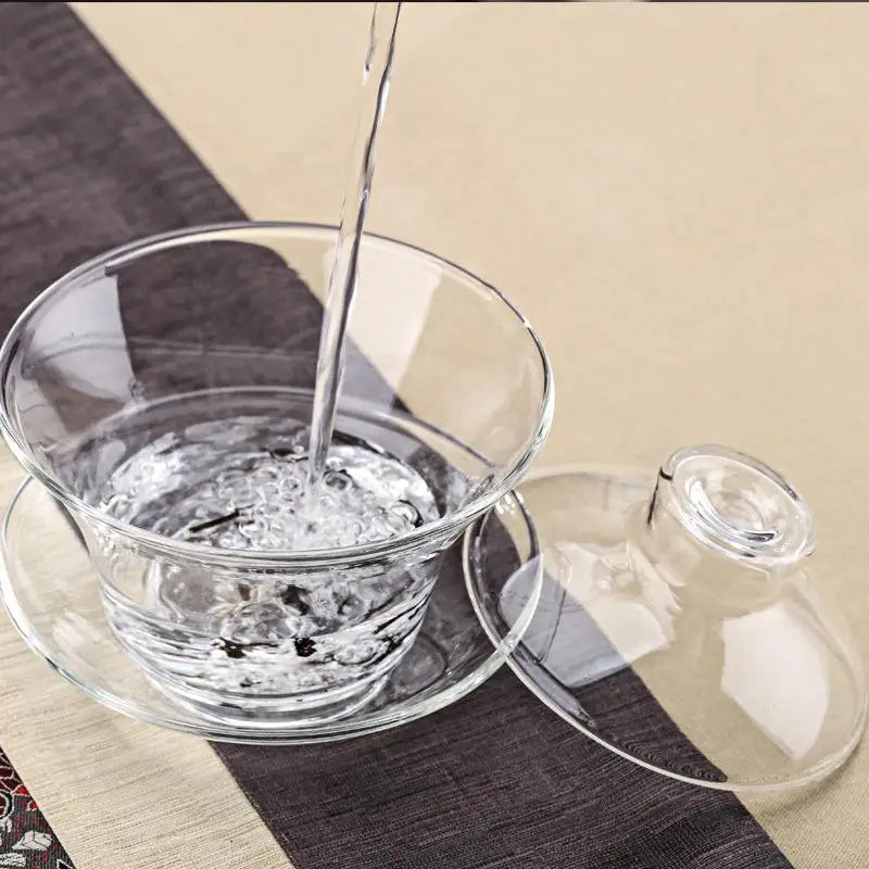 Large Size Glass Transparent Teapot Set with Lid, Tea Cup, And Tea Cover.