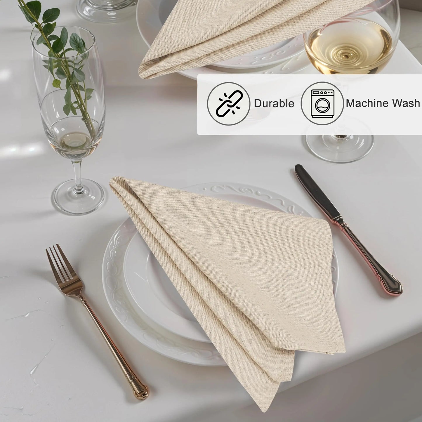Linen Napkins Set of 6/10/12, 30x30cm cotton Napkins Cloth Washable.