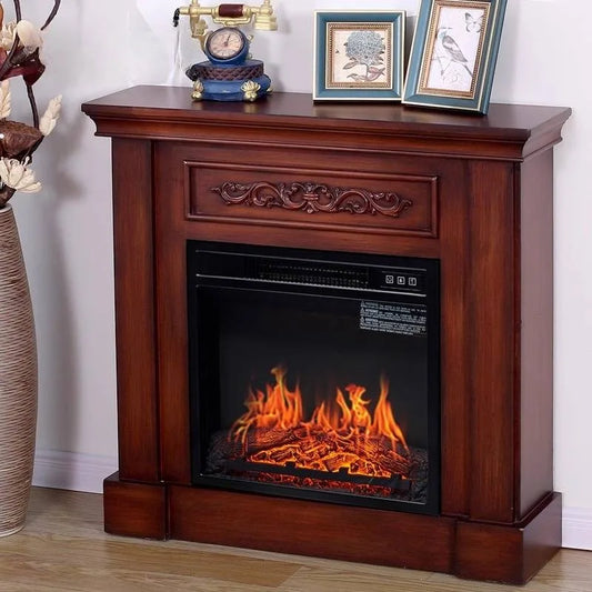 Natural Wood Living Room Fireplace Rustic Decoration