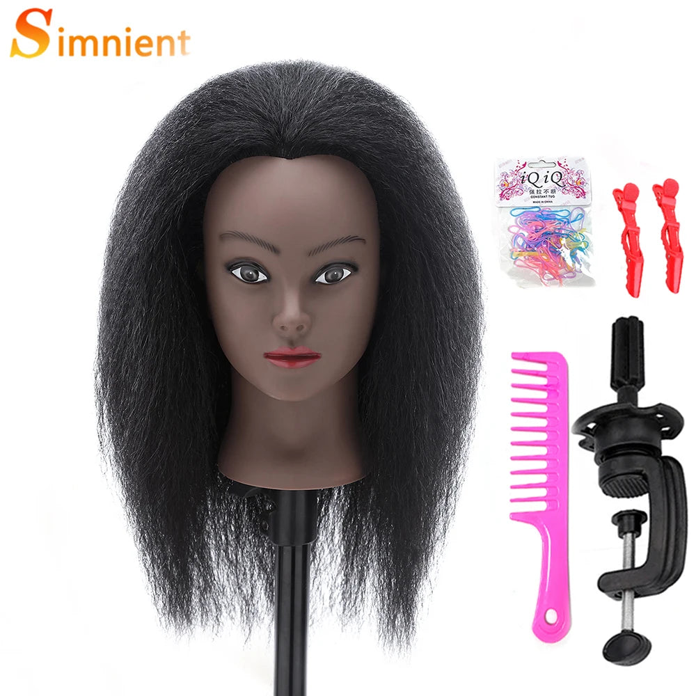 Female African Mannequin Head With 100% Real Hair, For Styling Braiding.