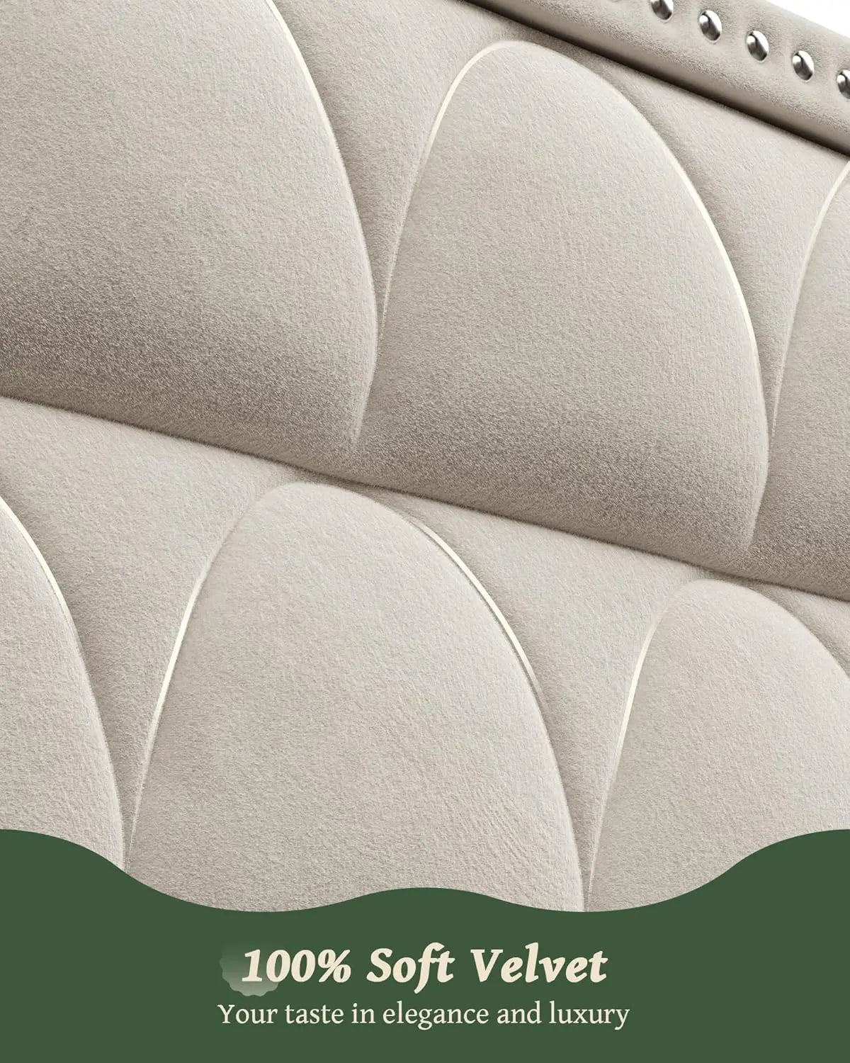 King Size Bed Frame with 56" Headboard - 1000LBS Capacity Support, Velvet Upholstered Wingback Platform Bed Frame.