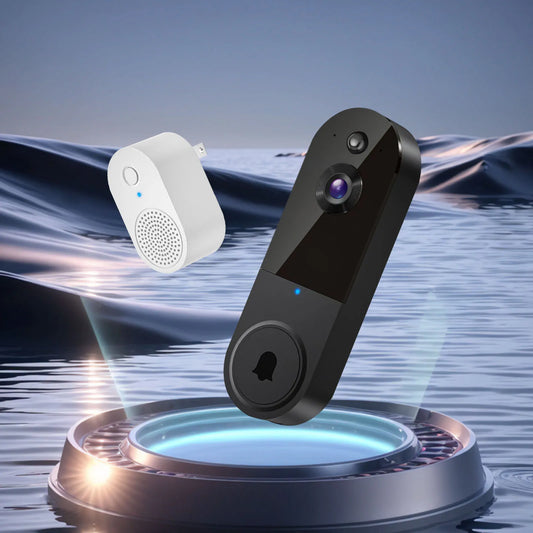 Wireless Video Doorbell with Mic & Speaker, Night View Camera Rechargeable Electronic Doorbell for Home Safety Protection.