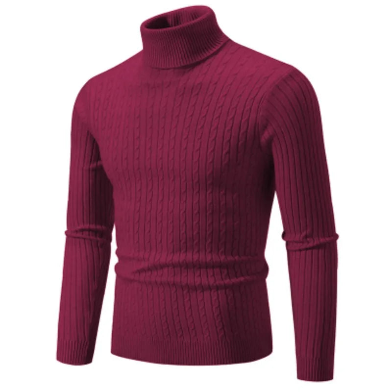 New Men High Neck Sweater, Solid Color Pullover Knitted Warm Casual Turtleneck Woolen Winter Outdoor Tops.