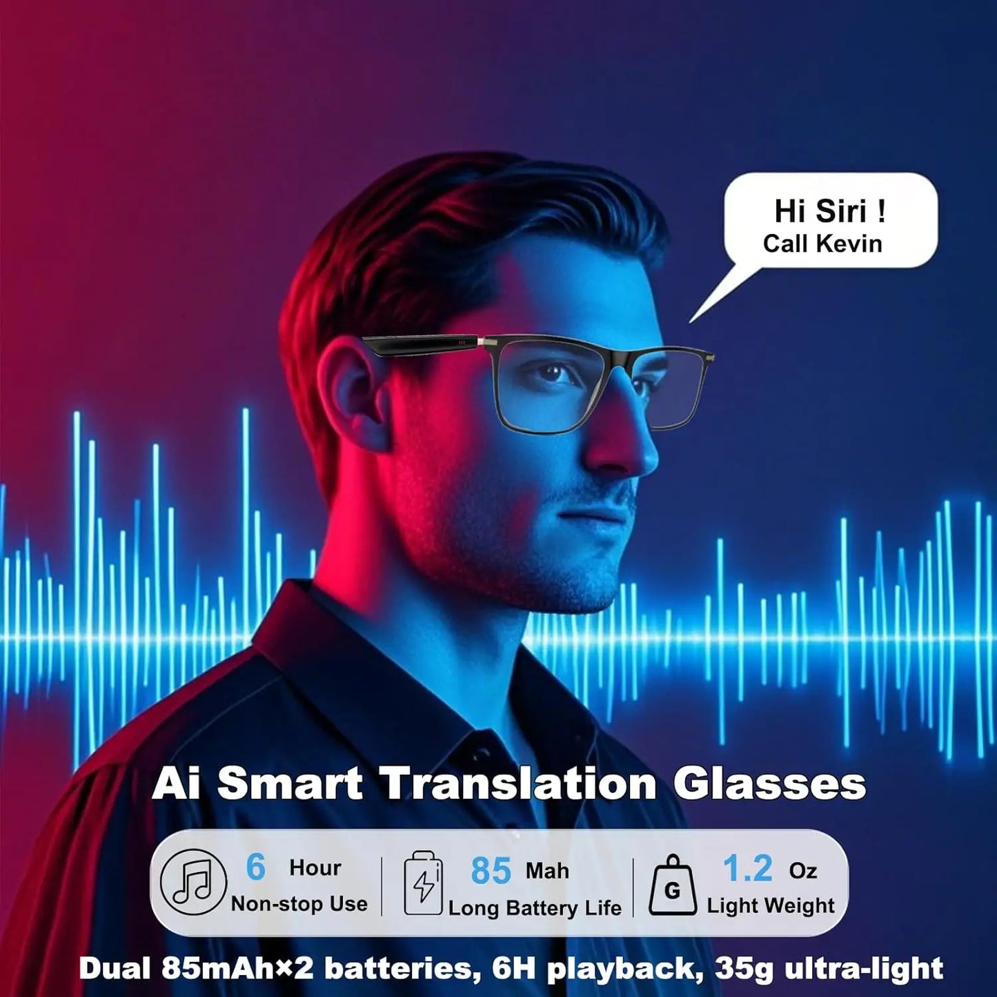 AI Translation Smart Glasses, with photochromic lenses, support 160+ languages real-time translation.