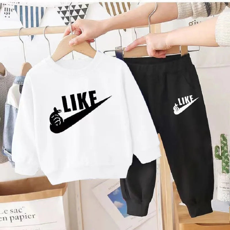 Autumn Kid Boy Clothes Set, Girls Letter Printed Sweatshirt Top And Pants 2PCS Suit.