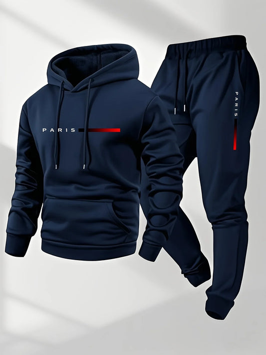 2025 letter printed sportswear set men hooded sweatshirt long pants.