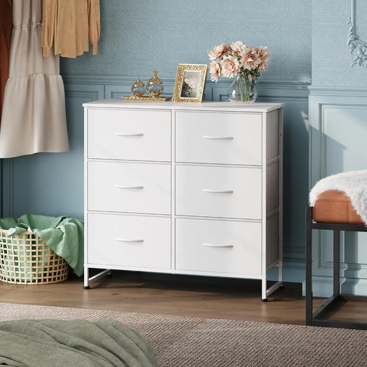 Dresser for Bedroom, 6 Drawer Double Dresser