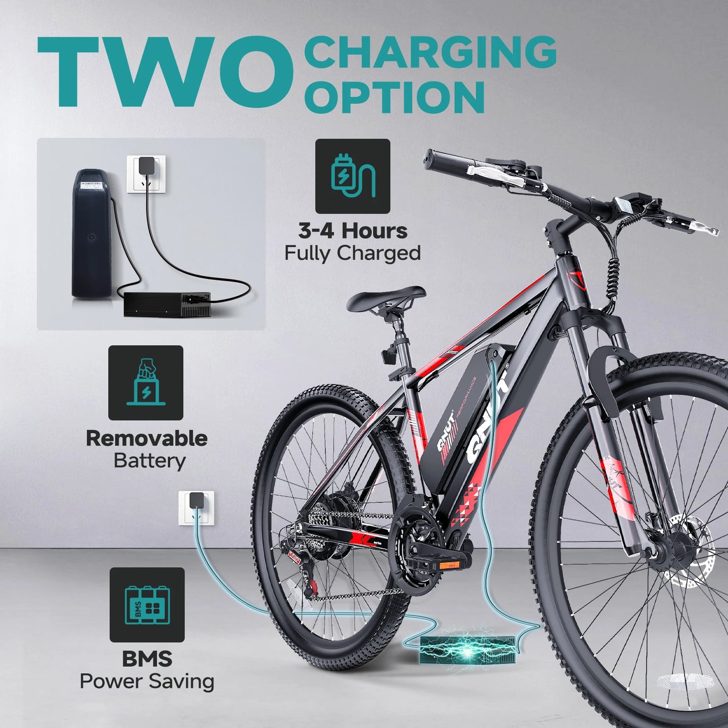 QNUT Victor3.0 Mountain electric Bicycle,1000W, 36V 10.4AH 26" Tire, All-Terrain E-Bike.