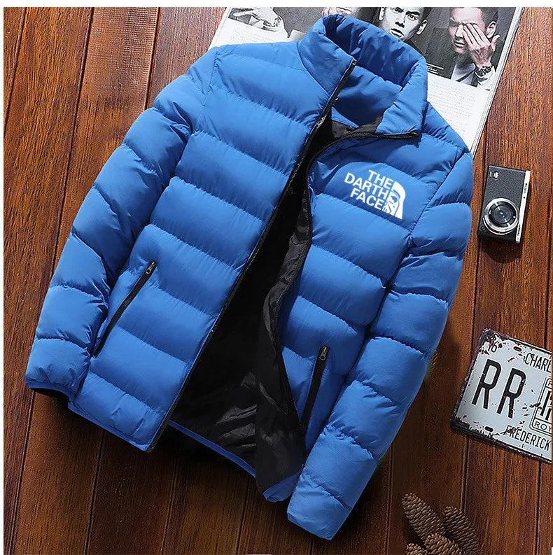 2024 men trendy casual wear, new warm parka winter coat solid color, stand up collar zipper windproof cotton jacket.