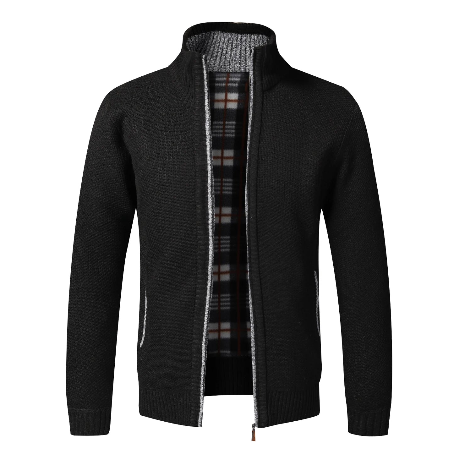 Autumn Winter Warm Cardigan Men Fleece Sweaters, Full Zip Jackets Slim Fit Luxury Brand Knitted Sweater.