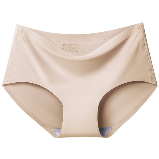 3Pcs/Set Large Size XXL Seamless Women Panties, Mid-waist Briefs Breathable Underwear Ice silk Crotch Lingerie.