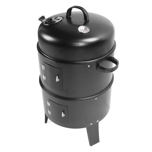 BBQ Smoker Vertical Charcoal 3 in 1 3 Layer Grill, with Thermometer.