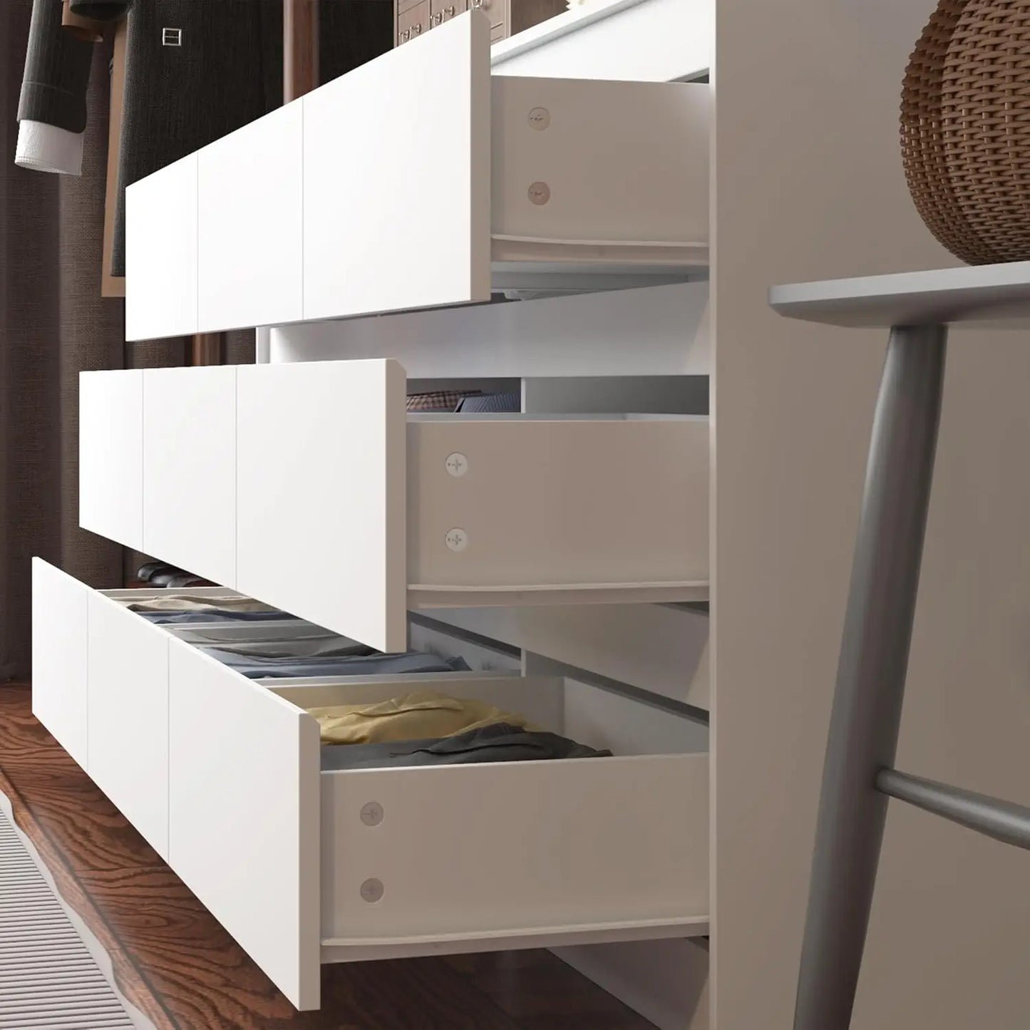9 Drawer Dresser for Bedroom with Deep Drawers, Large Wood Chest of Drawers Handle Free.
