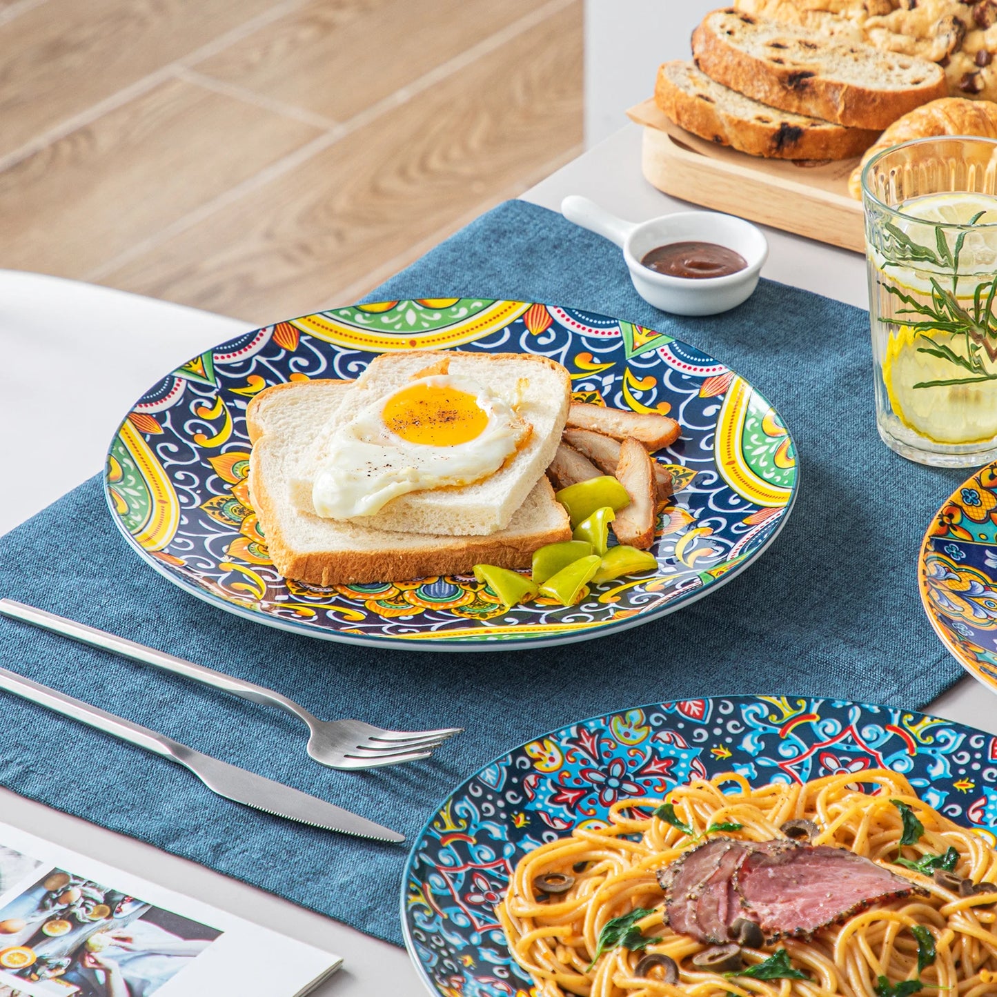 6/12 Piece Porcelain Dinner Plates, Crockery Breakfast Plate Set. Scratch Resistant Flat Plate Set for 6.