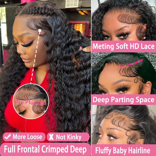 Burmese Curly Hair Wig Lace Front, Human Hair 13x6 HD Deep Wave Lace Front Wigs, Deep Curly Lace Frontal Wigs.