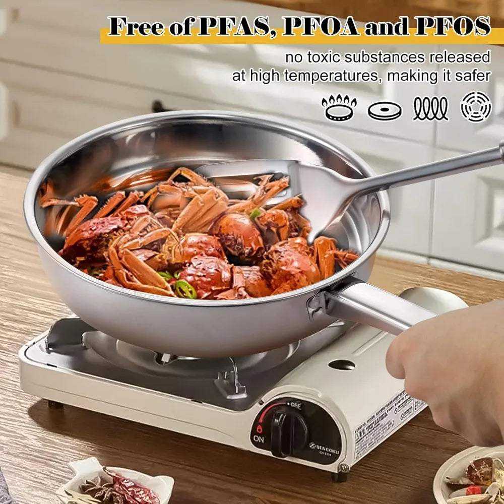 15-Piece Stainless Steel Cookware Set with Pots, Pans & Utensils - Induction Safe & Dishwasher Safe