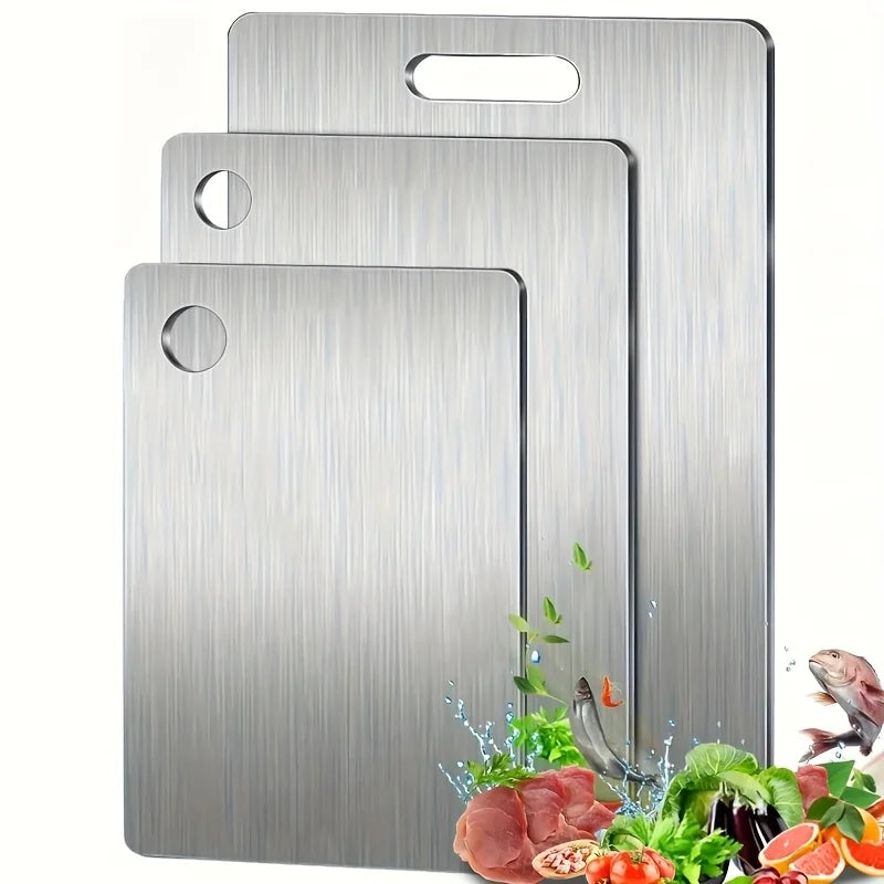 Stainless Steel 3pcs Cutting Boards -Dishwasher Safe Kitchen Boards w/Juice Groove