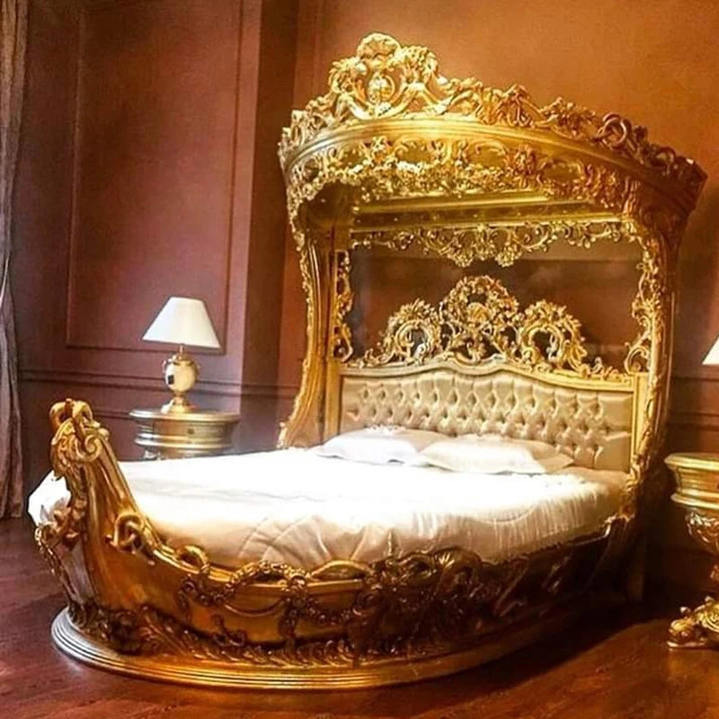 French Luxury Bed Comfortable Adult, High Quality Romantic Designer Aesthetics Bed, Unusual Princess Sleeping Furniture.