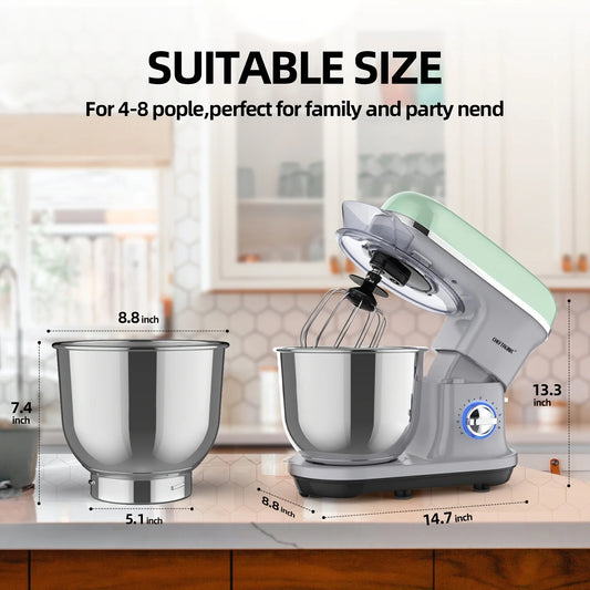 Mélangeur sur socle CHEFTRONIC, robot de cuisine électrique à tête inclinable de 5,5 pintes – 500W 6+P vitesses.
