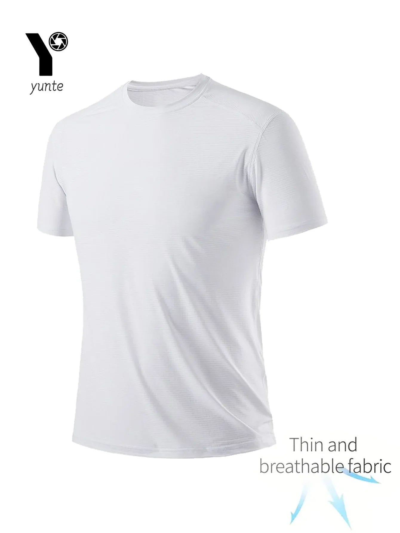 Round Neck T-Shirt 7-Piece White Ultra-Light Men Quick-Drying Breathable Sweat-Absorbent Shirt.