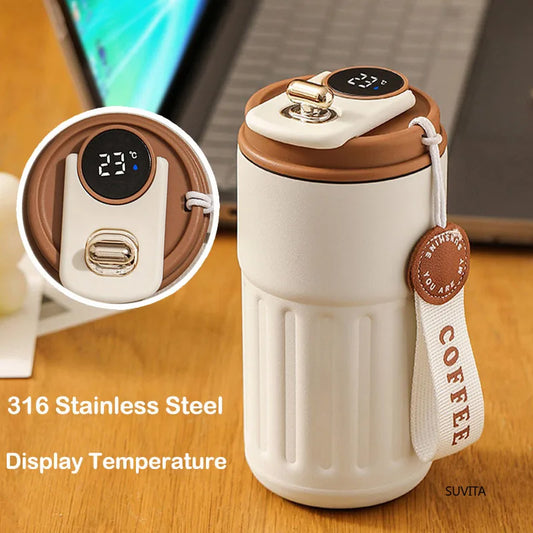Taza de café inteligente con pantalla LED de temperatura, termo de acero inoxidable, mantiene el frío y el calor.