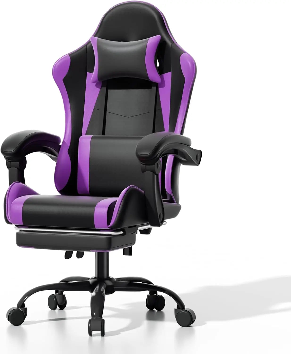 Athena Collection Carbon Fiber Black Gaming Chair - Ergonomic with Footrest, Headrest, Lumbar Support, Height Adjustable Swivel.