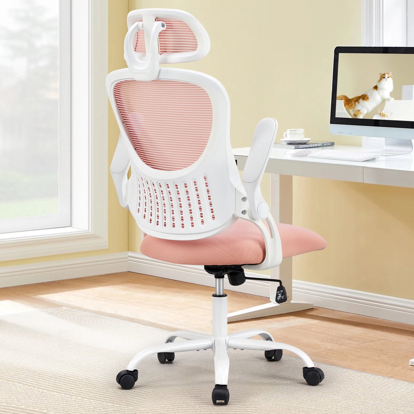 JHK Mesh Ergonomic Office Computer Desk Chair, Flip-up Arms, Adjustable Headrests.