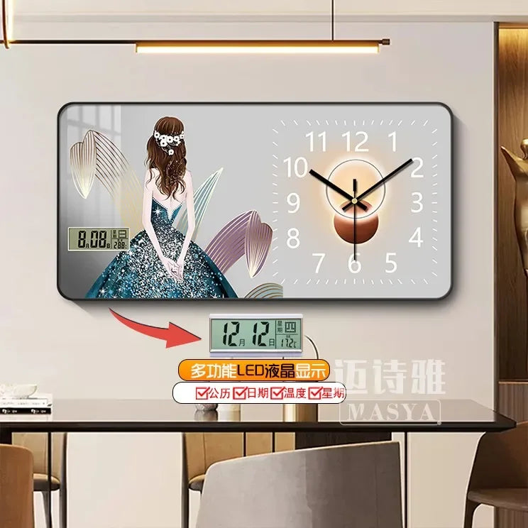 Digital Luxury Large Wall Clock, silent Timepiece, Living Room Decorations!!