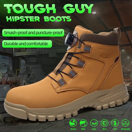 Waterproof Safety Boots, Indestructible Steel Toe Work Boots, Anti-smash Stab-resistant.