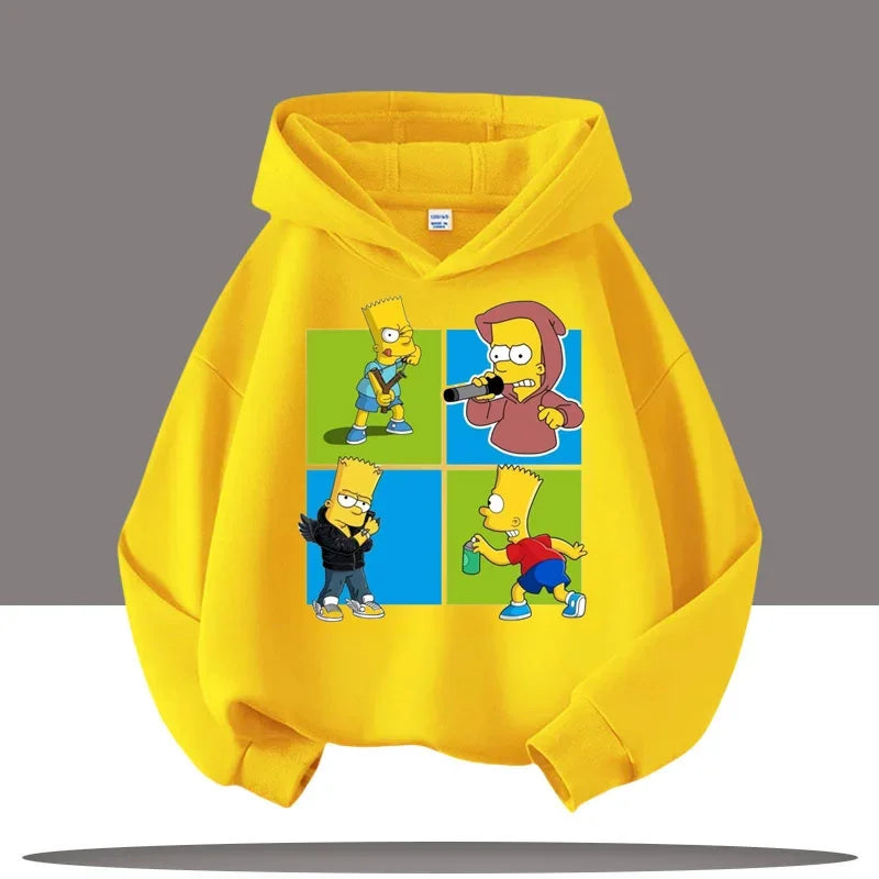 2025 New Style Boys', Girls' Casual Top Simpson Cartoon Print, Children's Hooded Coat.