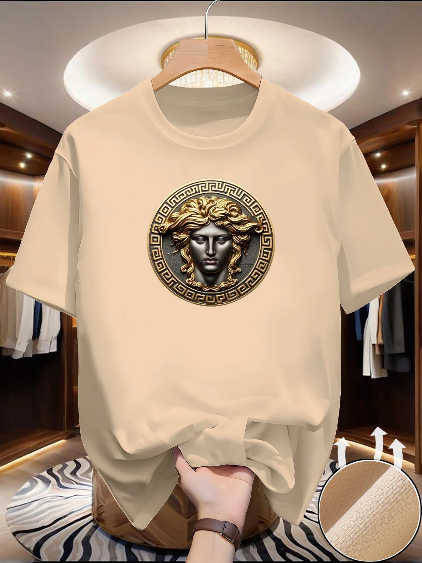 New round Neck Running T-shirt Men Summer Thin Top Art Printing, Quick Dry Short Sleeve Breathable T-shirt.