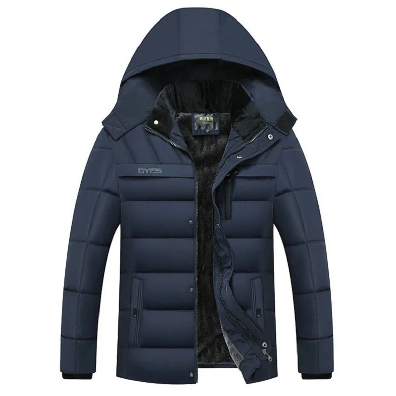Men -15 Degree Thicken Warm Parkas Hooded Fleece Men Jackets.