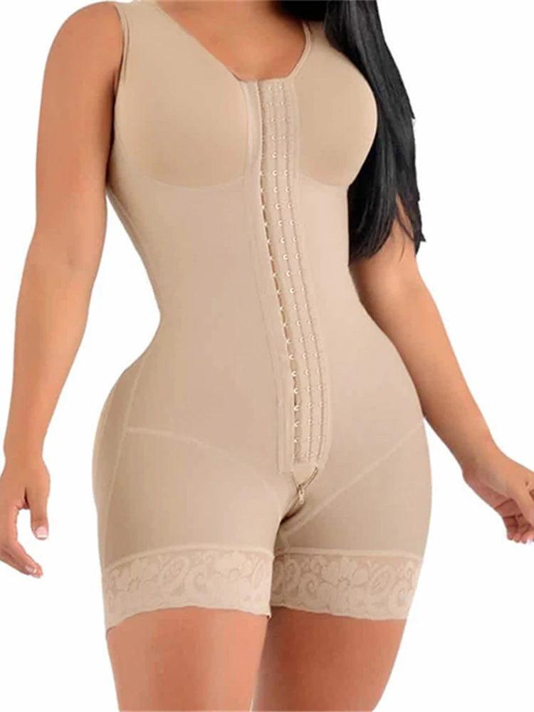 High Compression Fajas Colombian Short Girdles, With Brooches Bust For Daily And Post-Surgical Use.