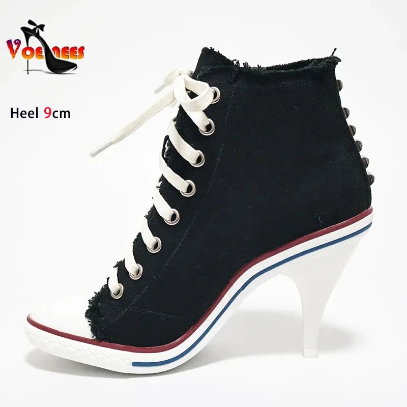 Women Boots, Short High Heels For Women, Ankle Boots Side zipper strap