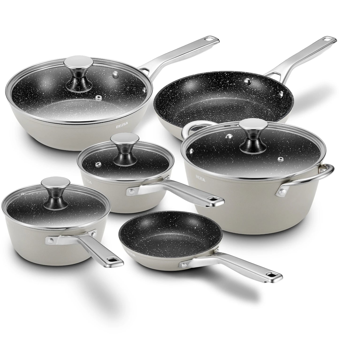 Induction Cookware Nonstick, 10-Piece Pots and Pans Set, for Induction Cooktop, Compatible with All Stoves.