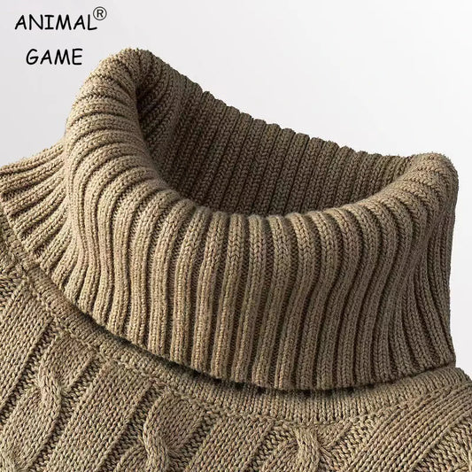 Nuevo Suéter de Cuello Alto Casual de Hombre, Suéter de Punto de Cuello Cisne.