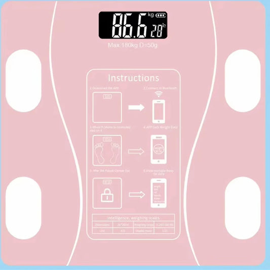 Báscula de grasa corporal inteligente, báscula de baño digital LED inalámbrica, báscula analizadora de composición corporal.