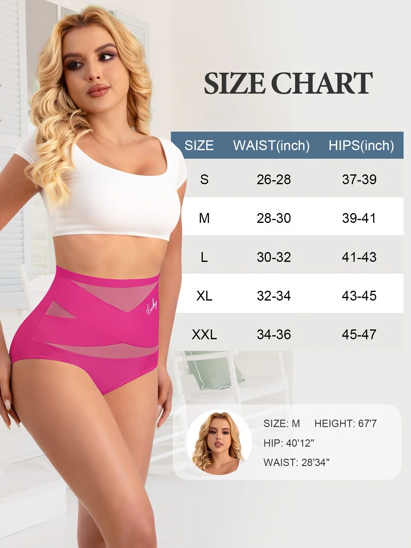 4pcs Multi Color High Waist Fat Women, Sexy Panty Tummy Control Knickers.