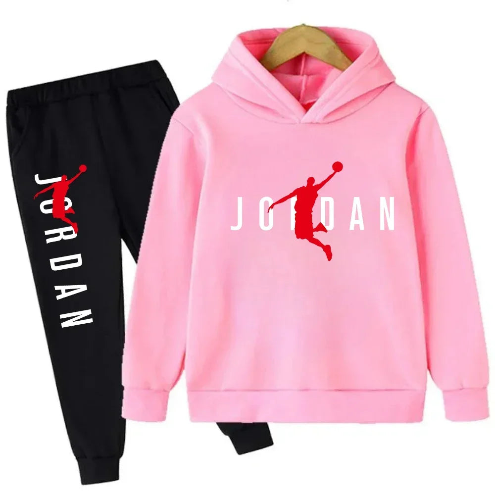 Warm Slam Dunk Master Pattern Printed Children Set, Hoodie+Pant Suit 2pcs Set.