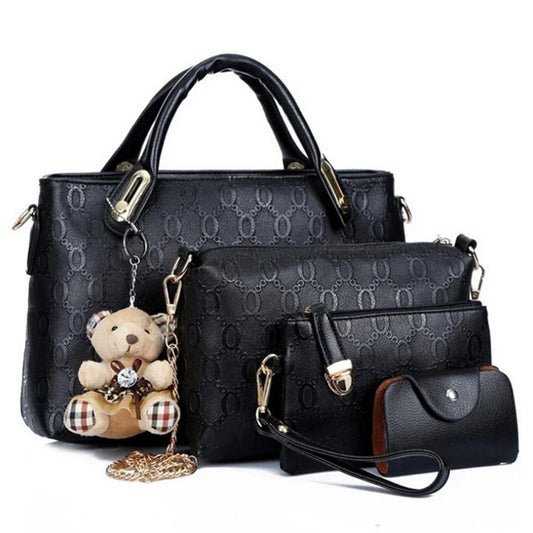 Multifunction 4pcs/Set Women Bag, PU Leather Luxury Designer Bags Handbag, Messenger Bag, Shoulder Bag, Wallet.