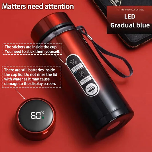 Botella Termo de Acero Inoxidable de 500ML-1Litro, con Pantalla LED de Temperatura, Botella de Té, Agua, Tazas Portátiles.