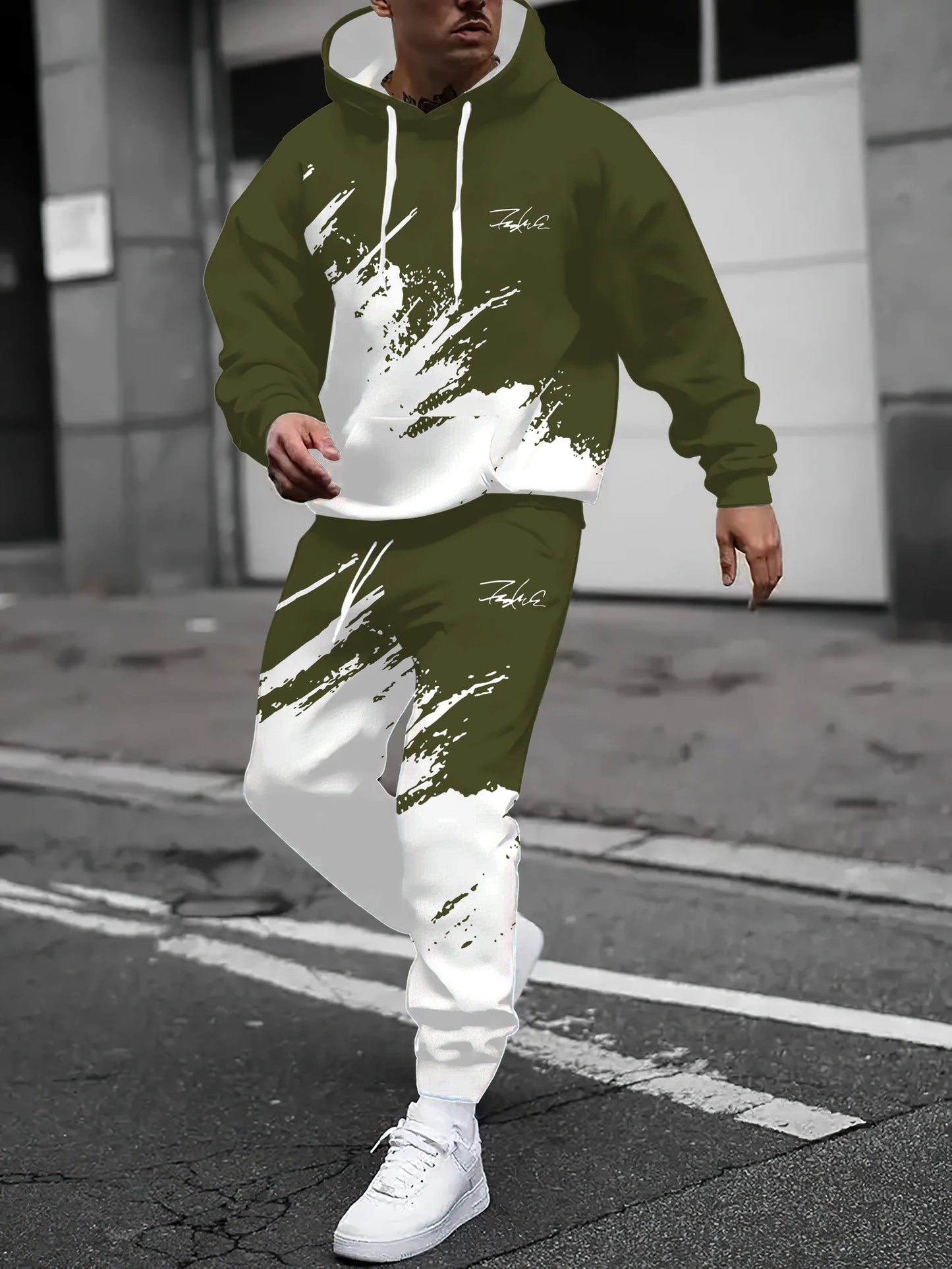 2025 Spring and Autumn, New Men hoodie set casual roller skating, 3D printed street men wear.