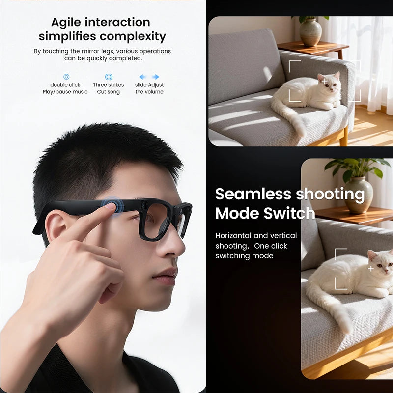 2026 Smart Glasses, HD Photo Video Open AI Record, Translation, Touch Photochromic Lenses, Bluetooth Call ,Music Multifunction Glasses.